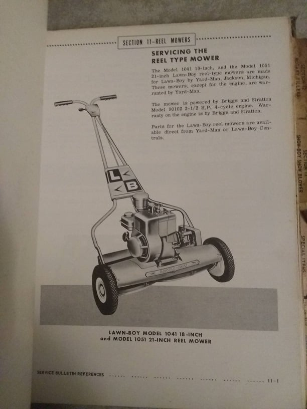 Old reel mowers, with a motor on top